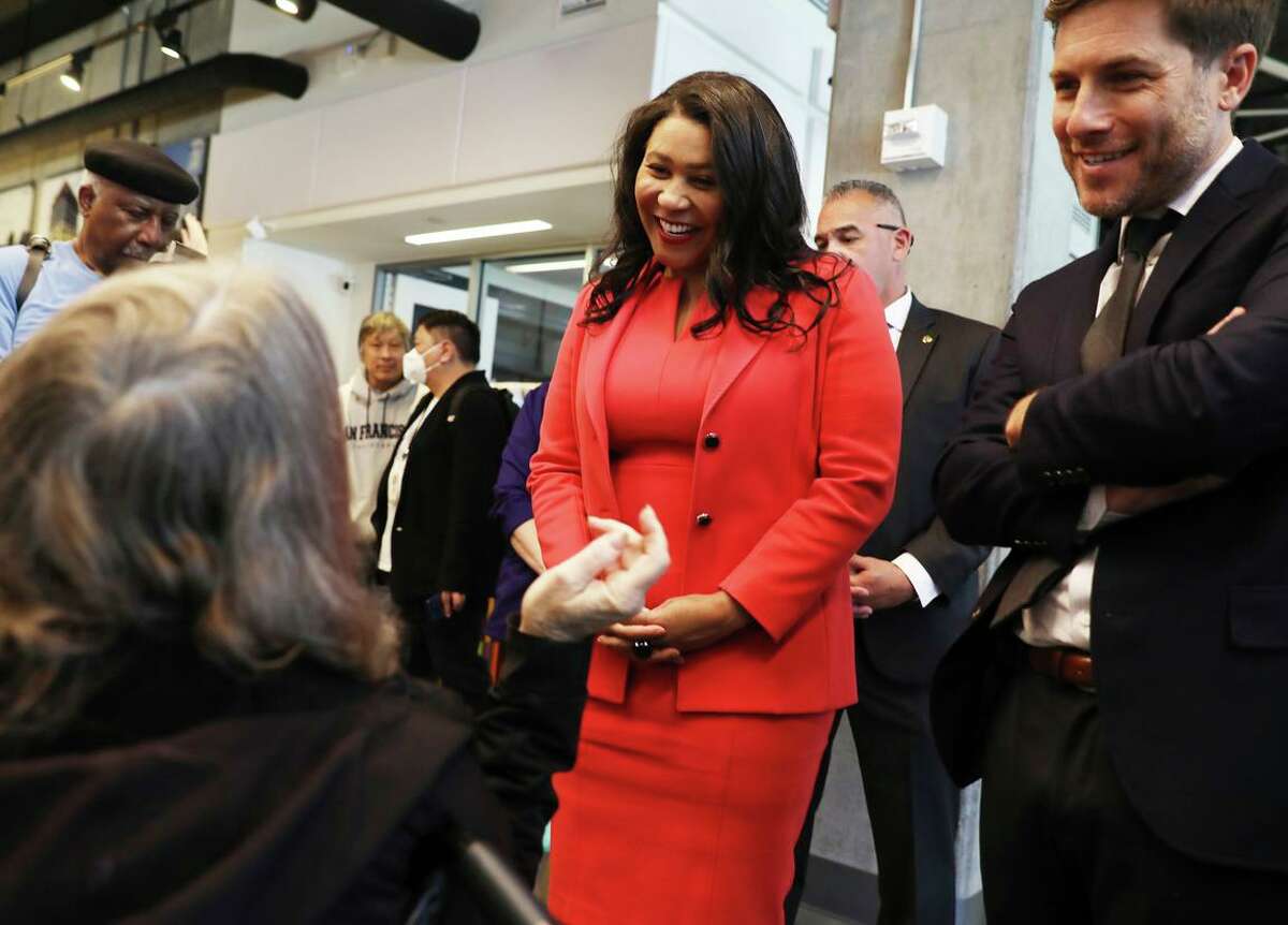 San Francisco Mayor London Breed visits a permanent supportive housing site in May. A Breed-backed affordable housing measure is expected to qualify for the November ballot.