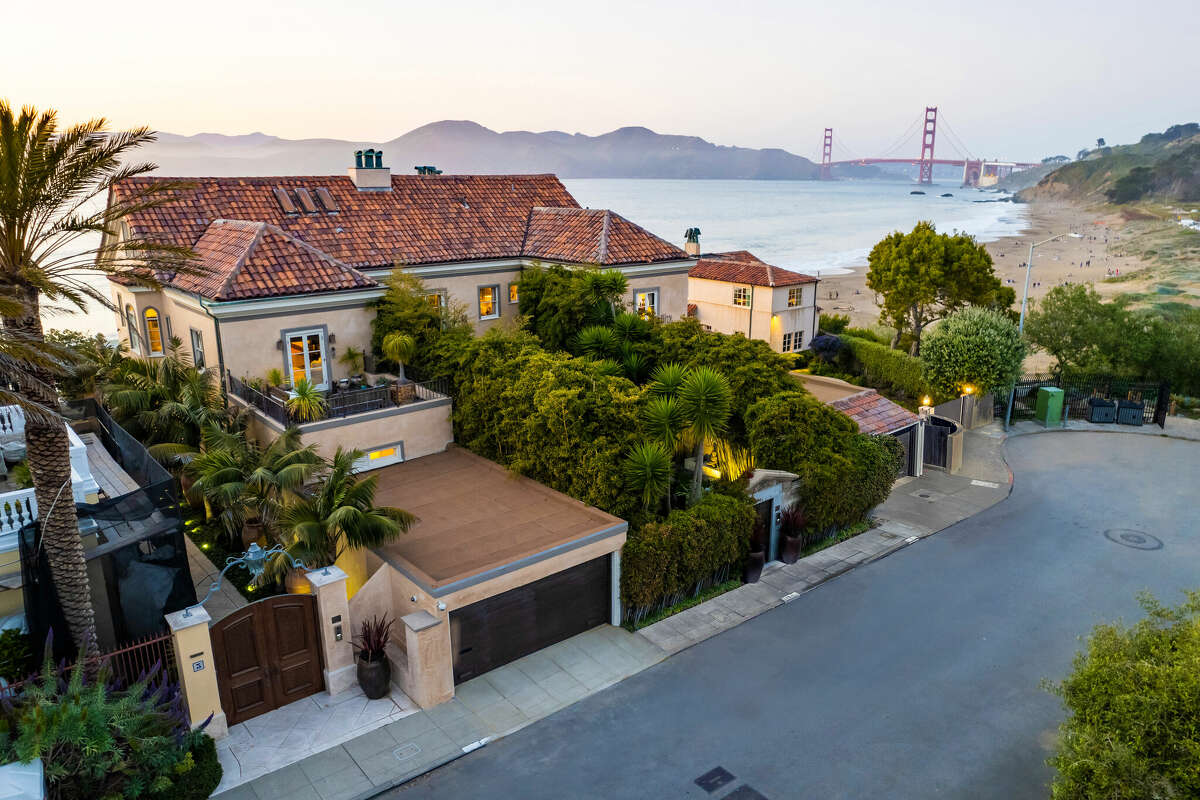 This gorgeous 1908 mansion was the first home built on this bluff, predating both the neighborhood that would come to be known as Seacliff and the Golden Gate Bridge view this are is so famous for. This was once the home of actress Sharon Stone and journalist/Editor of the San Francisco Chronicle, Phil Bronstein. It's for sale now at $39M.  