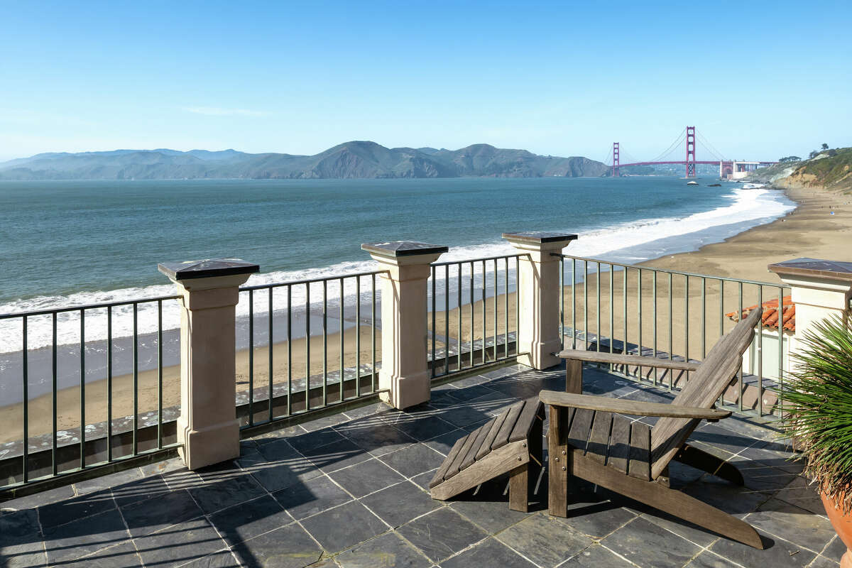 From the deck, the views sweep the Bay to the mountains beyond.   