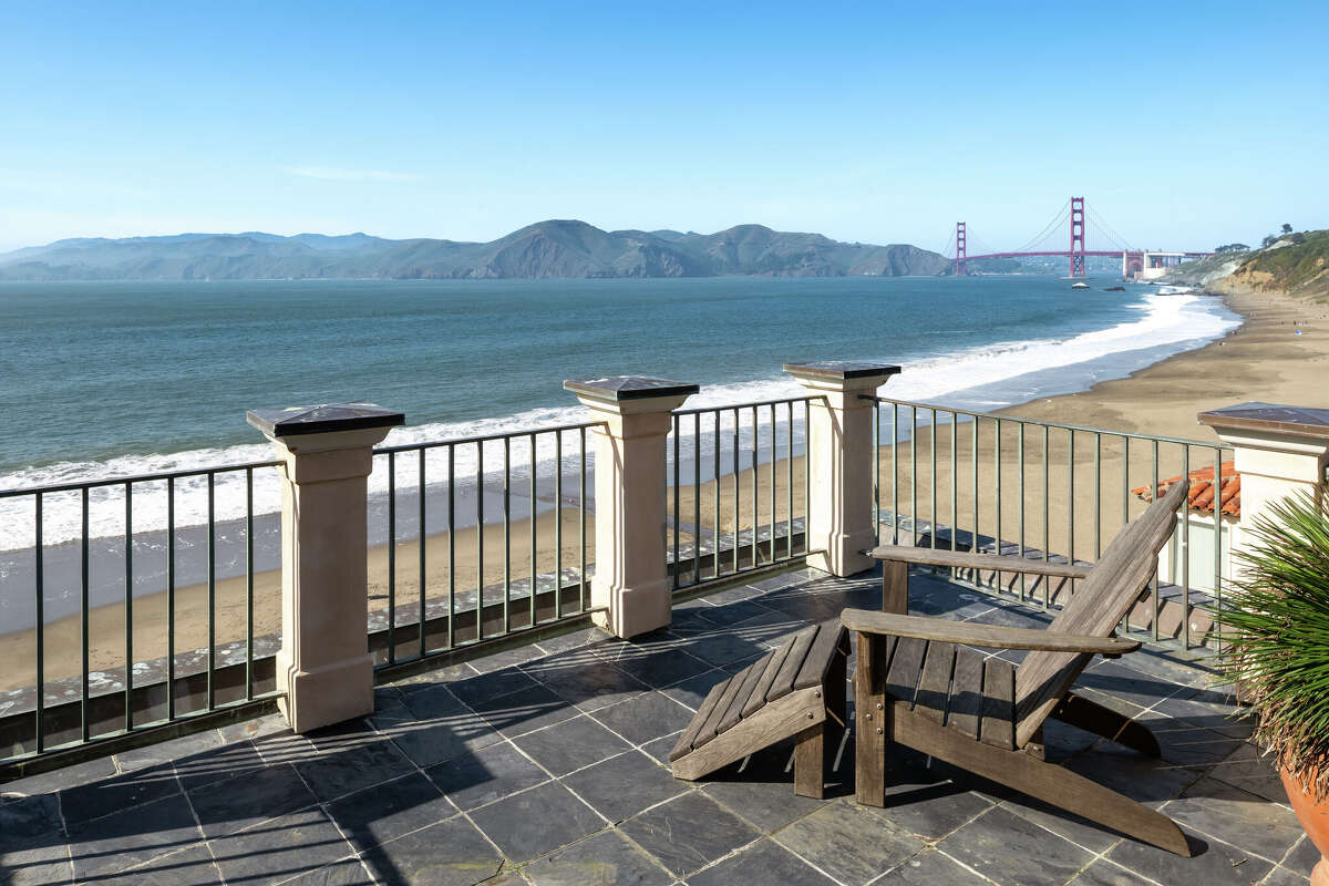 From the deck, the views sweep the Bay to the mountains beyond.   