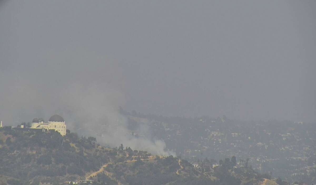 A wildfire burns in Griffith Park in Los Angeles on May 17, 2022.