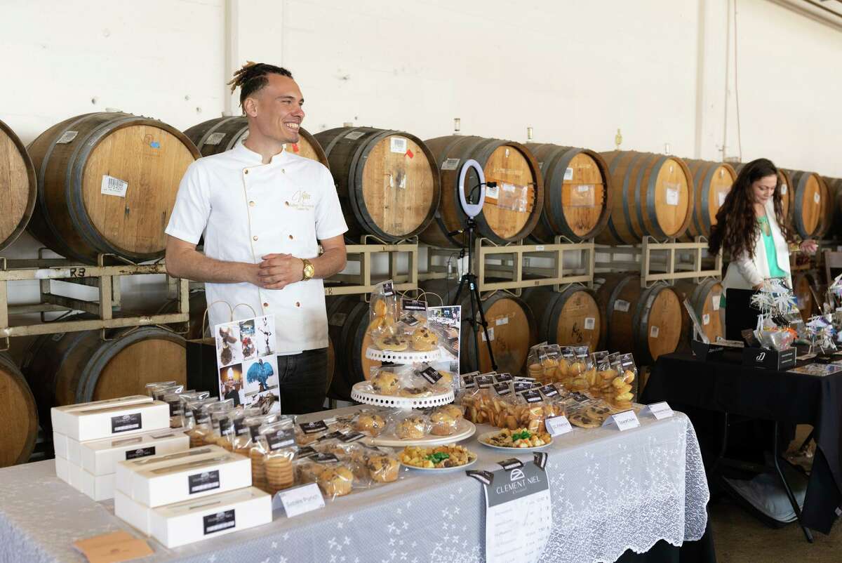 Chocolatier and pastry chef Clement Niel creates cannabis infused desserts at the 7th annual Cannabis Wedding Expo in Richmond, Calif.. Niel recently moved to the U.S. from France and is excited to work with clients who are incorporating cannabis into their weddings.