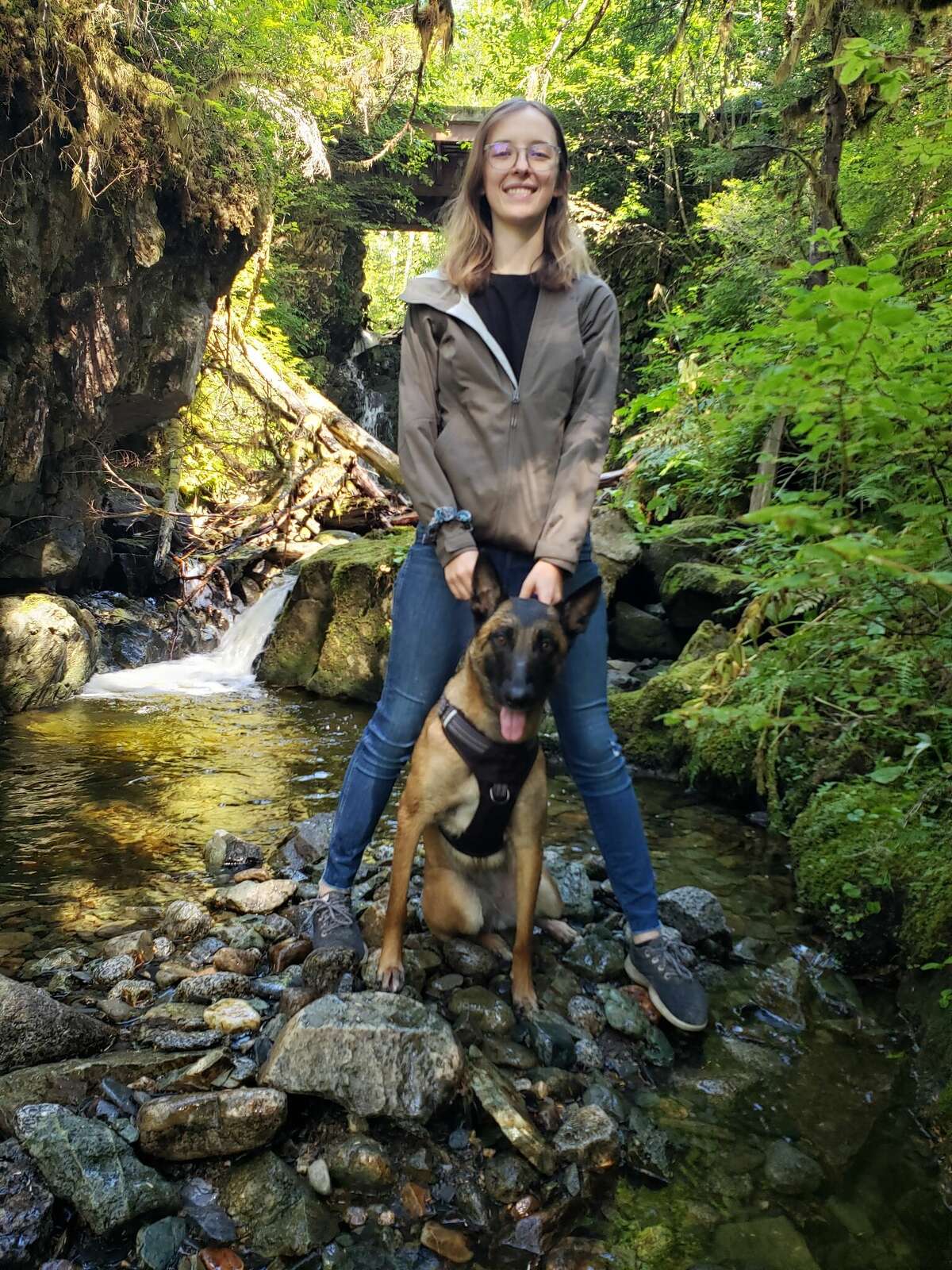 Erin Wilson and her dog Eva, who came to the rescue when a mountain lion attacked.