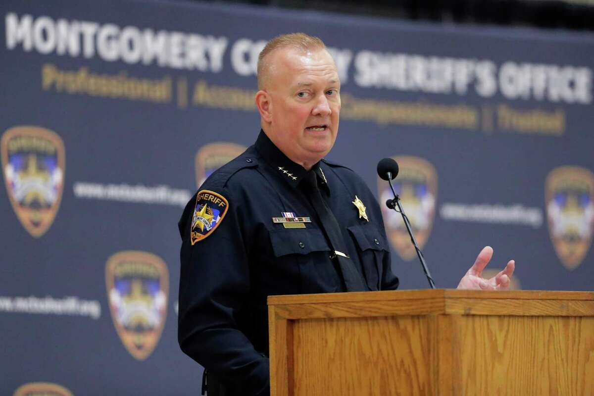 Sheriff Rand Henderson gives opening remarks during the annual Montgomery County Sheriffs Office Promotion, Recognition, and Award Ceremony held at The Lone Star Convention & Expo Center Tuesday, May 17, 2022 in Conroe, TX.