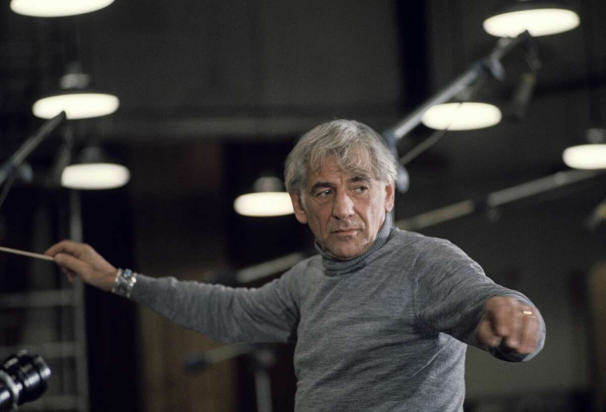 Composer Leonard Bernstein in a recording studio on November 5, 1974 in New York, New York. 
