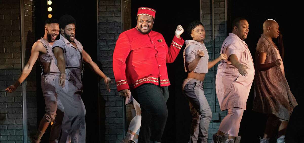 Jaquel Spivey, center, as Usher in "A Strange Loop" in New York. The musical, which explores the doubts and disappointments facing an aspiring theater writer, picked up 11 Tony nominations on May 9, more than any other show in Broadway’s first post-shutdown season. Arnulfo Maldonado, an alumnus of the University of the Incarnate Word in San Antonio, was nominated for his scenic design for the show.