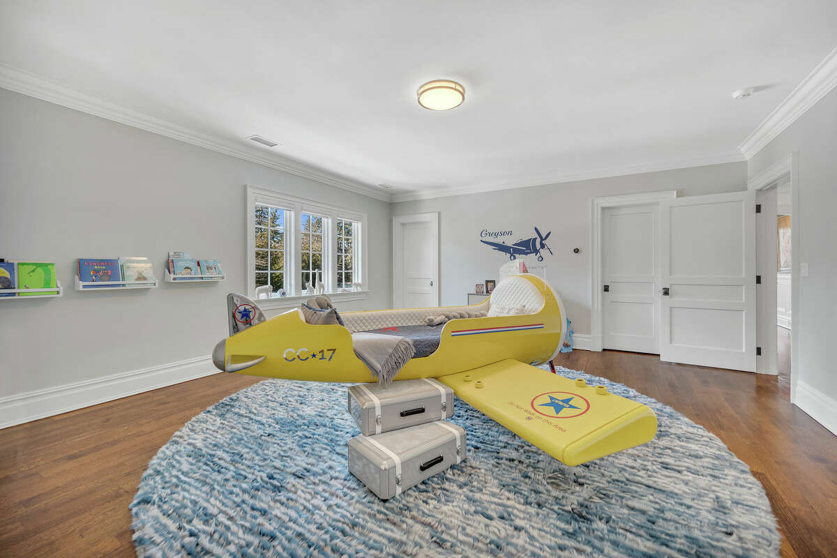 One of seven bedrooms in the home on 504 North Street in Greenwich, Conn.