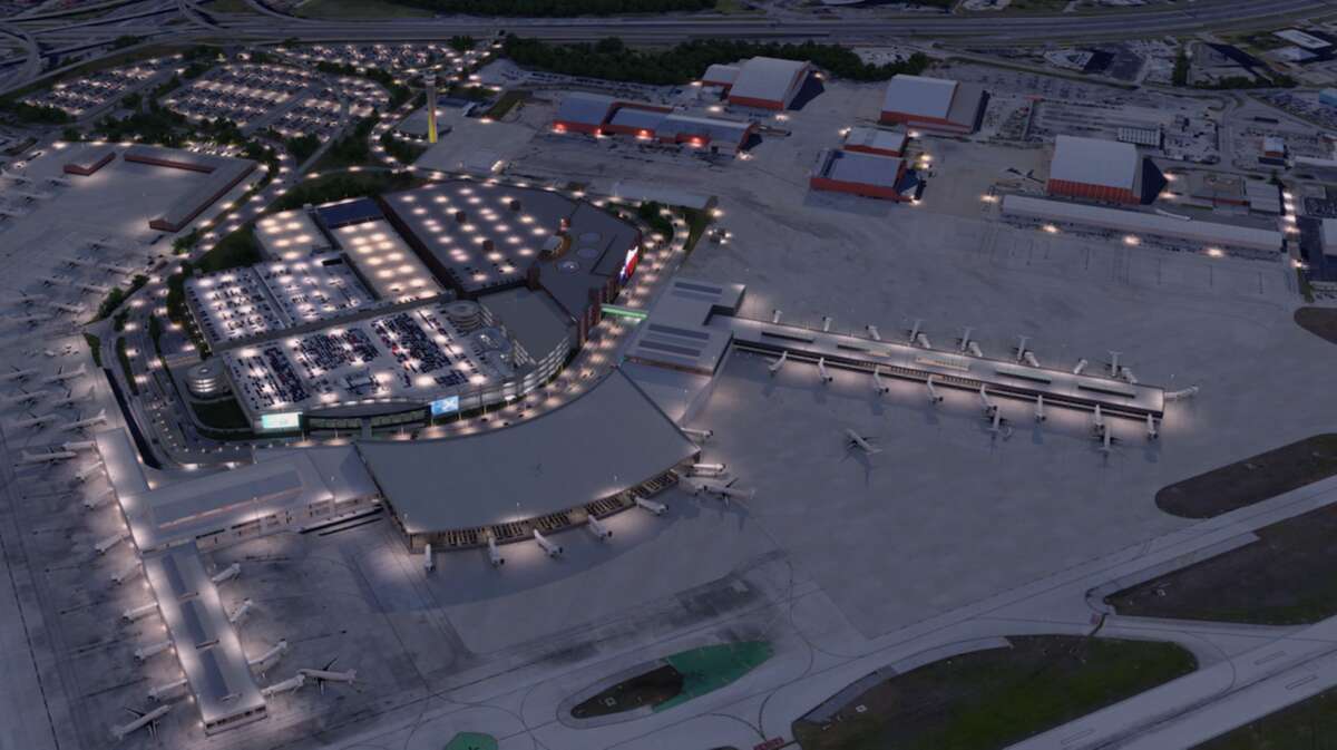 The billion-dollar terminal development plan includes numerous upgrades including a new 17-gate terminal seen in this rendering on the right. 