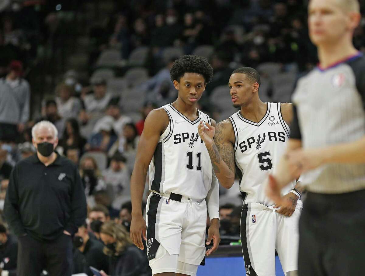 Josh Primo, receiving counsel from Dejounte Murray, saw his stock make a huge jump during the Chicago combine in 2021. Neither remains in San Antonio.