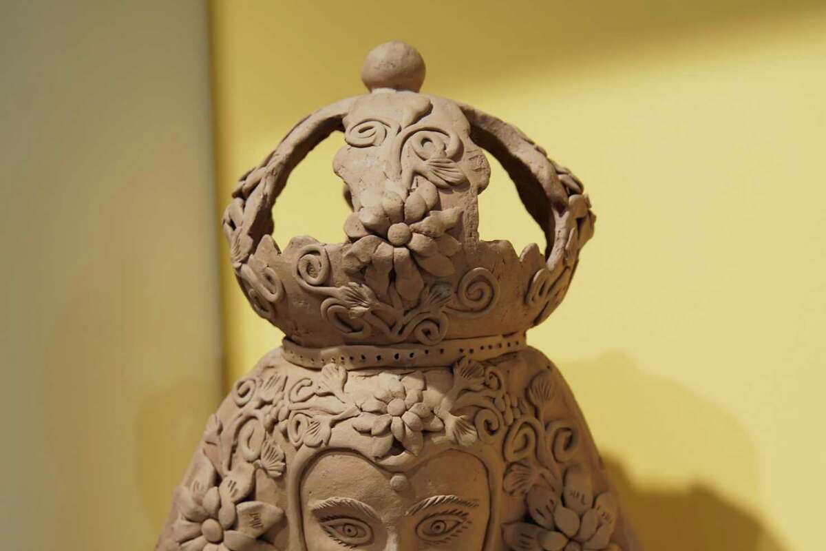 A statue titled “Santa María Atzompa” from Oaxaca, Mexico, is on exhibit a the John Fairey Garden Gallery on Tuesday, May 17, 2022 in Hempstead. The art work for the exhibit titled “Back to the Garden” is from The John Gaston Fairey Mexican Folk Art Collection at the Art Museum of Southeast Texas.