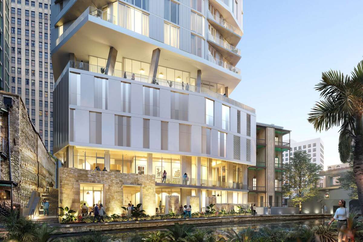 Floodgate, an upcoming mixed-used tower on the San Antonio Riverwalk, hit a milestone in construction on Thursday, May 19, 2022. 