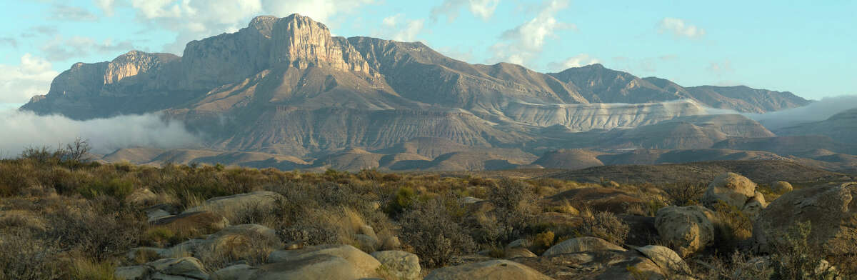 A panoramic shot of the Guadalupe Mountains.