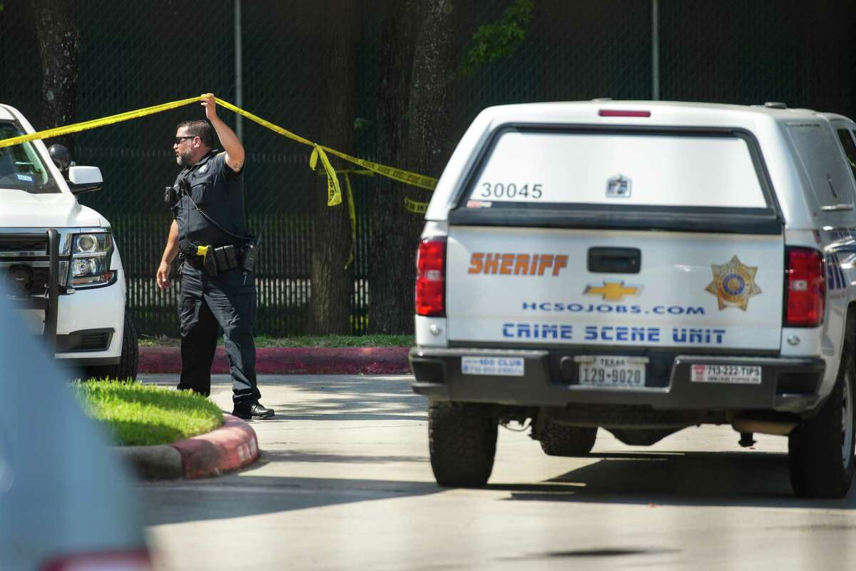 Sheriff’s officers investigate the scene of a shooting where, Sheriff Ed Gonzalez tweeted that there were four people were confirmed deceased at an apartment complex in the 9700 block of Cypresswood Thursday, May 19, 2022 in Houston.