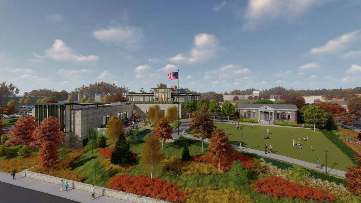 How the library officials envision the campus with the new library, the 1,200-square-foot legacy building and redesigned landscaping.