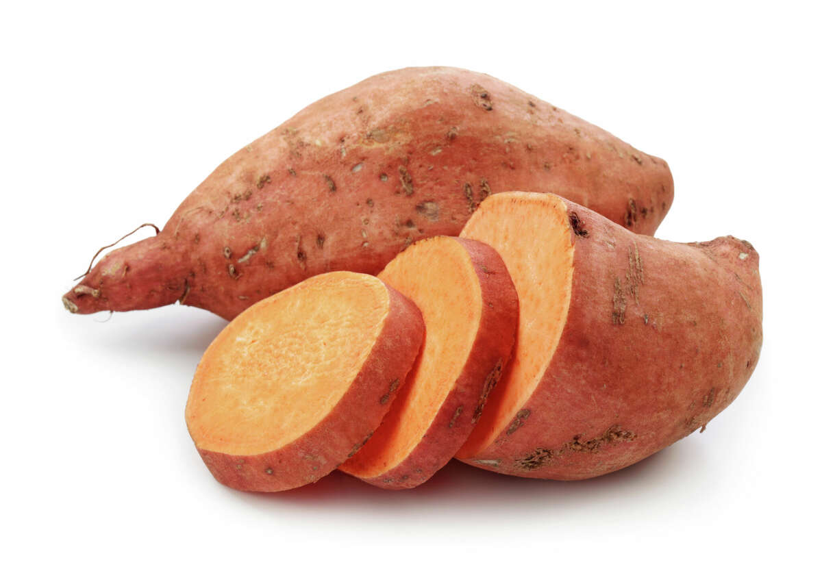 Sweet potato isolated on white background.