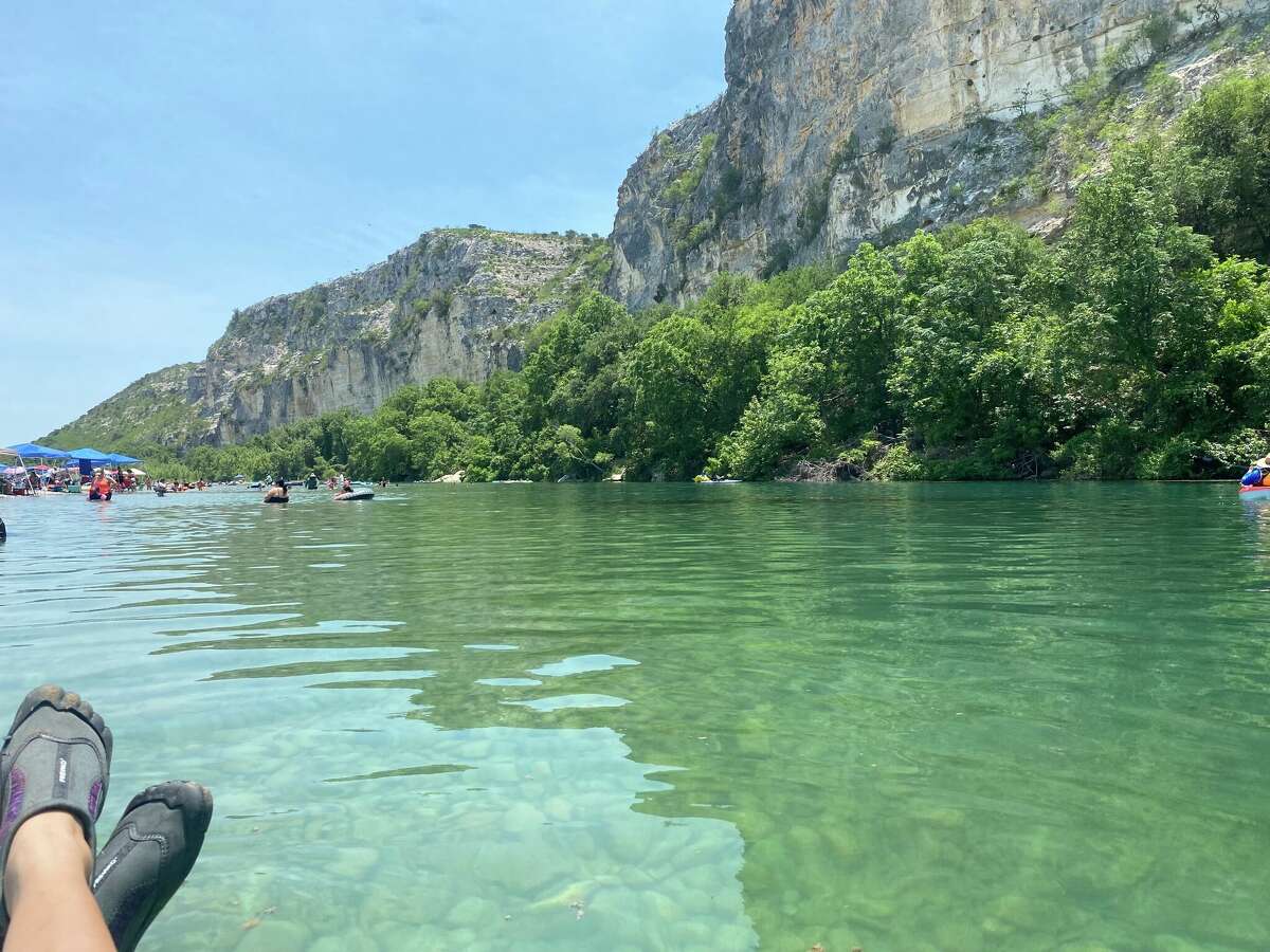 A snap of my view while floating on the Nueces River at Chalk Bluff River Resort. 