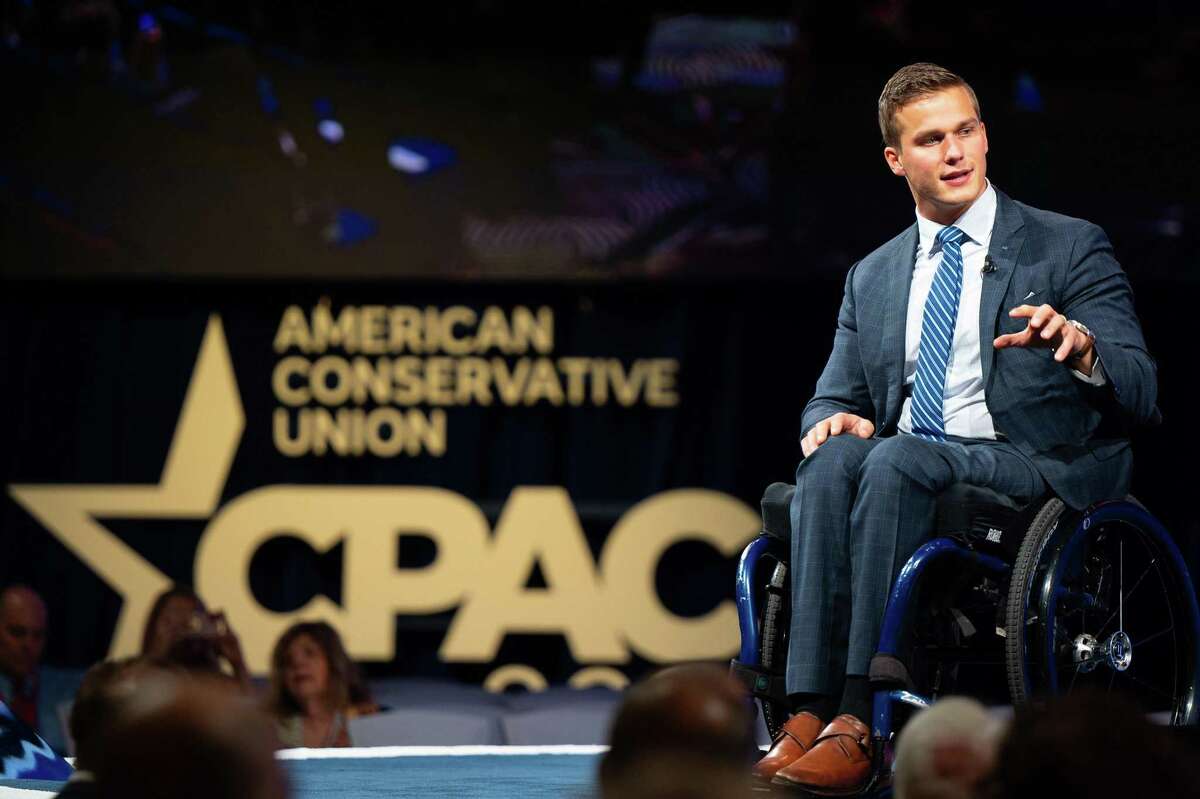 Rep Madison Cawthorn, R-N.C., speaks during the Conservative Political Action Conference held at the Hilton Anatole on July 9, 2021, in Dallas. (Brandon Bell/Getty Images/TNS)