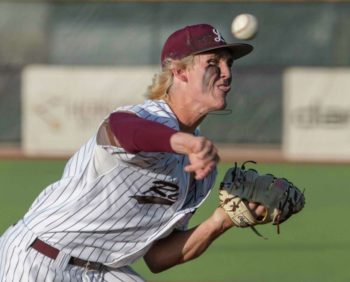 Legacy High's Chase Shores pitches against Keller High during game 1 of the Class 6A regional quarterfinal series 05/19/2022 at Ernie Johnson Field. Tim Fischer/Reporter-Telegram