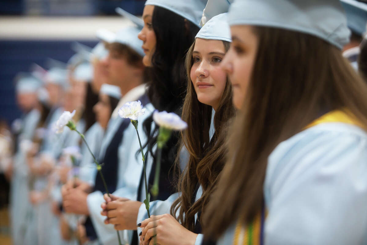 Dorothea L. Doud looks out across the gymnasium as the Meridian Early College High School Class of 2022 celebrate their commencement Thursday, May 19, 2022 at the school in Sanford.