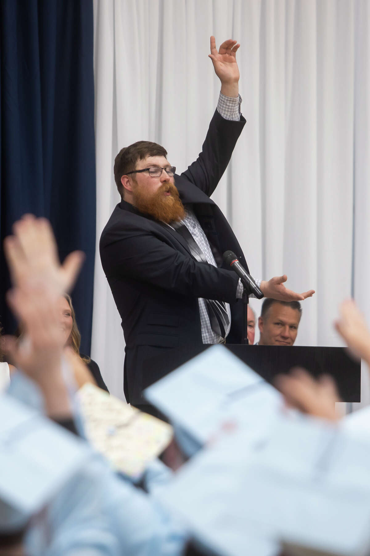 J. A. G. Cole delivers the commencement address as the Meridian Early College High School Class of 2022 celebrate their commencement Thursday, May 19, 2022 at the school in Sanford.