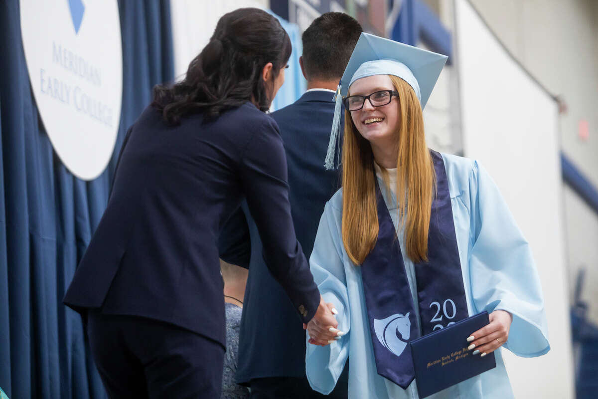 The Meridian Early College High School Class of 2022 celebrate their commencement Thursday, May 19, 2022 at the school in Sanford.