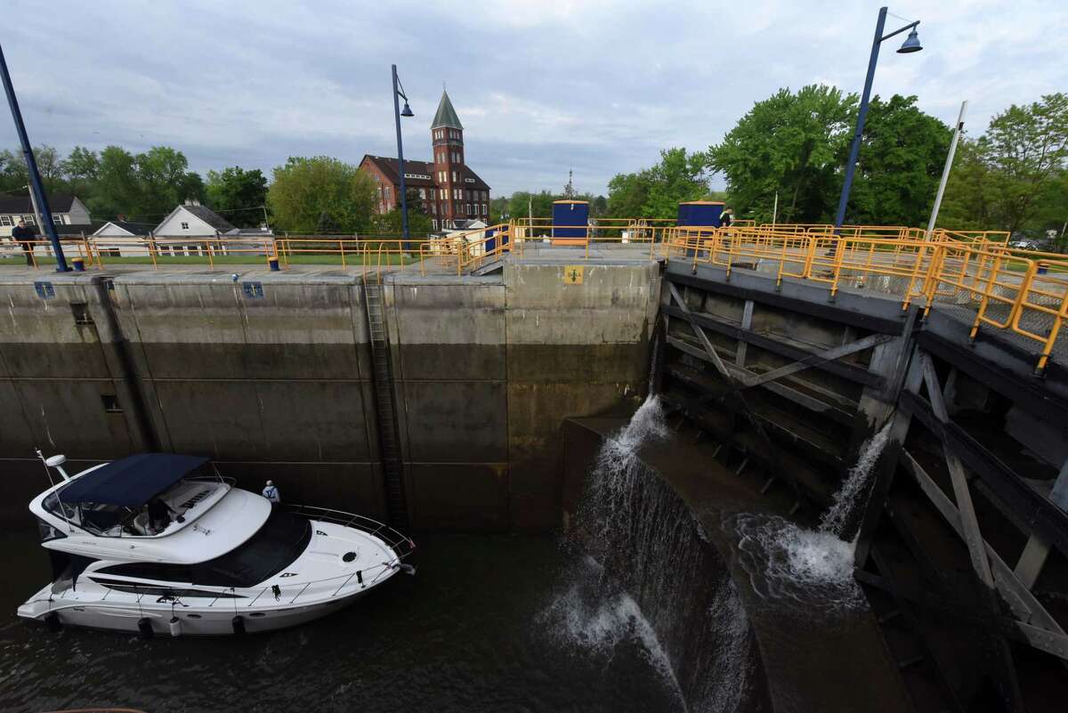 Water levels are raised in Lock E-2 as boats are taken through the lock for the seasonal opening of the Erie Canal navigation season on Friday, May 20, 2022, in Waterford, N.Y. Standard hours of lock operation are 7:00 a.m. to 5:00 p.m. daily through Oct. 12, although extended hours can vary throughout the system. There are no tolls or fees for recreational use of the Canal system this year, according to NYS Canal Corporation.