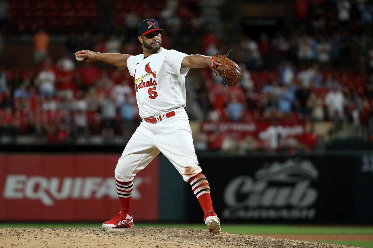 Future Hall of Famer Albert Pujols made the first pitching appearance of his 22-season career Sunday against the Giants.