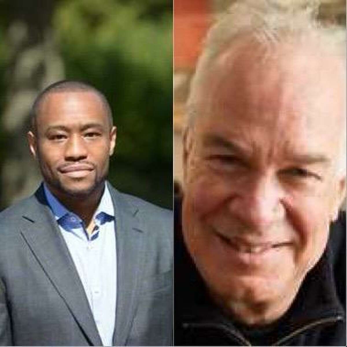 Authors of "Seen and Unseen: Technology, Social Media, and the Fight for Racial Justice" Marc Lamont Hill, left, and Todd Brewster, right.