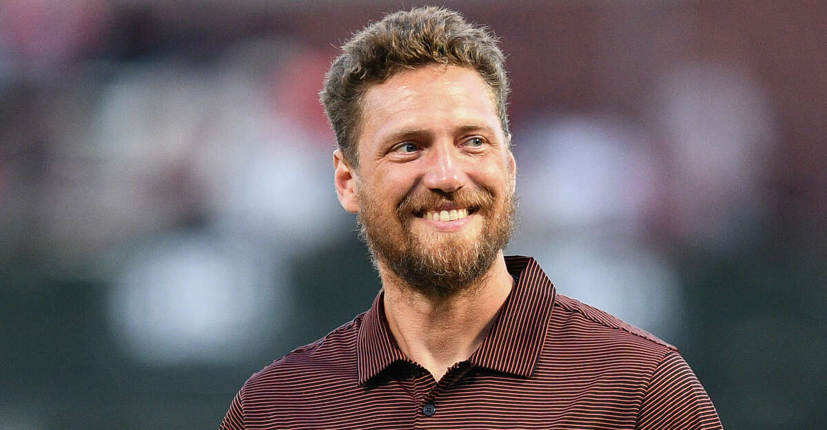 Former Giant Hunter Pence looks on before a MLB game between the San Diego Padres and the San Francisco Giants on October 1, 2021 at Oracle Park in San Francisco, CA. (Photo by Brian Rothmuller/Icon Sportswire via Getty Images)