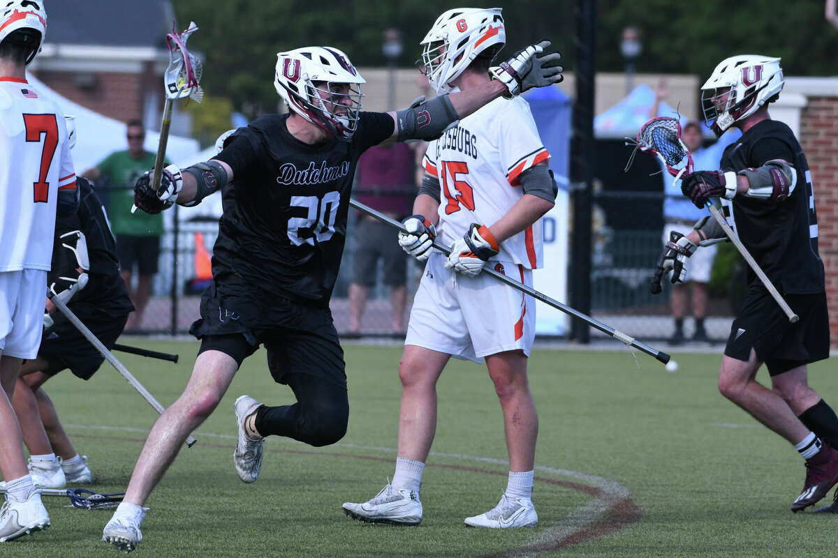 Kieran McGovern of Union celebrates during the Dutchmen's victory over Gettysburg in the Division III NCAA Tournament on Saturday at Christopher Newport University in Newport News, Va.