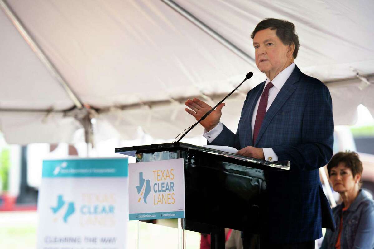 Chairman of the Texas Transportation Commission J. Bruce Bugg Jr. speaks at a May 11 groundbreaking ceremony for the I-35 NEX Central project.