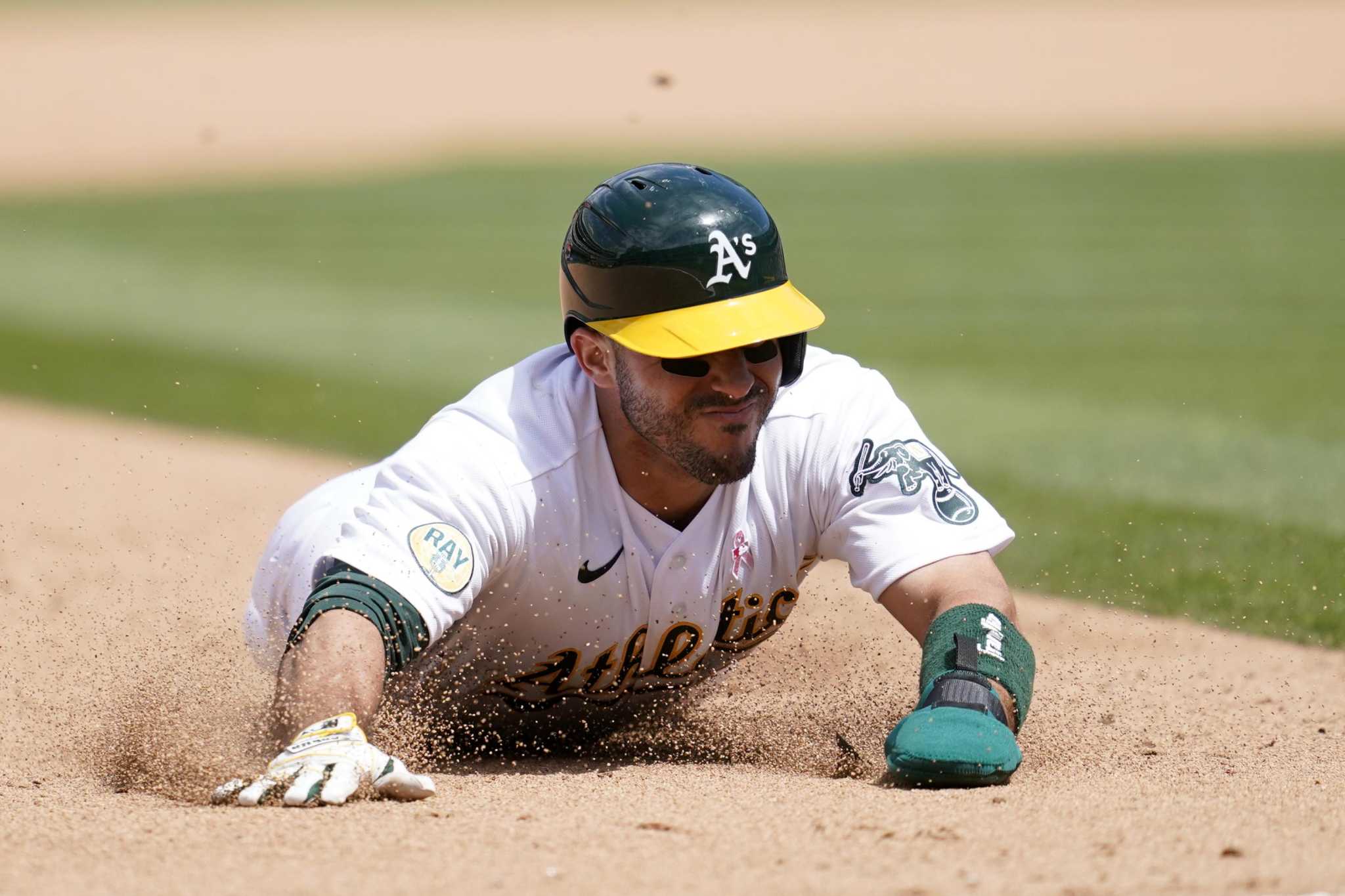 A's Ramón Laureano 'day-to-day' after HBP to hand, but Frankie Montas is OK