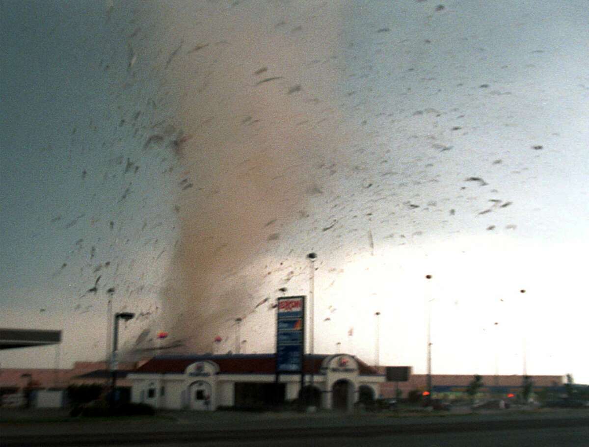 A tornado rips through Cedar Park, Texas, Tuesday, May 27, 1997. Tornadoes ripped through central Texas from Waco to Austin on Tuesday, wiping out an entire subdivision in Jarrell, Texas.