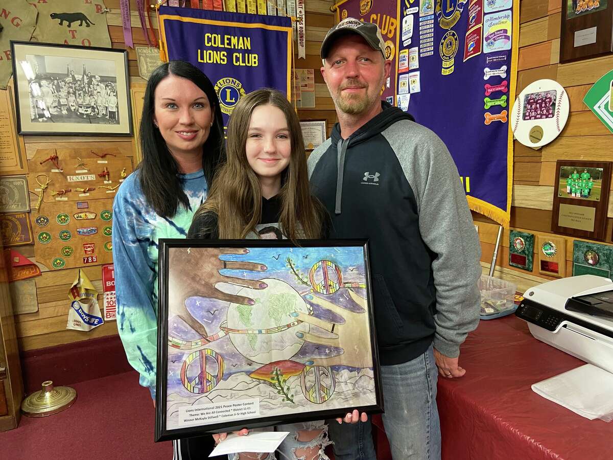 Coleman seventh grader McKayla Stillwell was awarded a certificate and check for $50 from Coleman Lions Club as this year’s local winner.