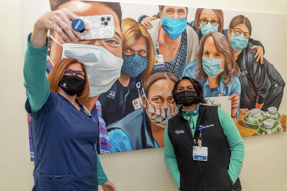 Four murals commissioned by the Pearl Fincher Museum of Fine Arts in Spring now hang prominently at Houston Methodist Willowbrook Hospital, to honor the hospital’s service to the community during the pandemic.