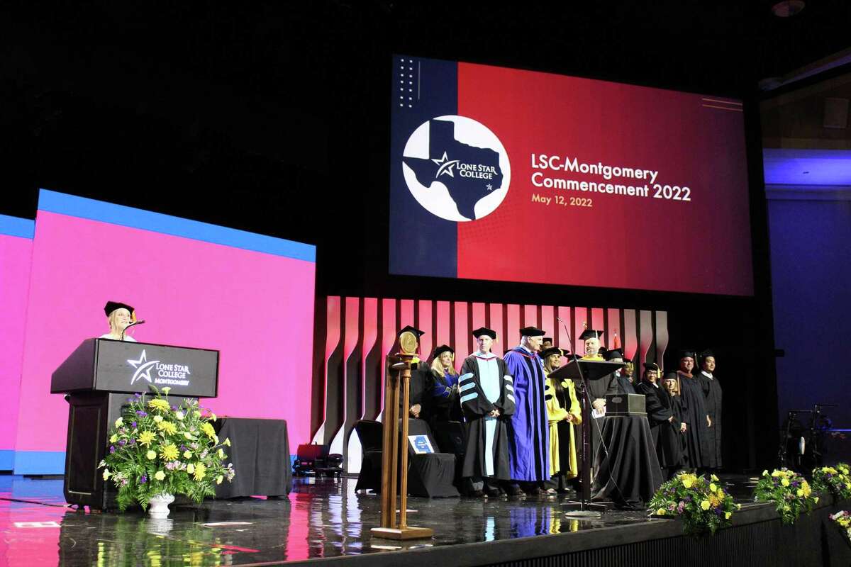 Lone Star College-Montgomery holds its commencement ceremony May 12, 2022, at The Woodlands Church-Fellowship Campus.