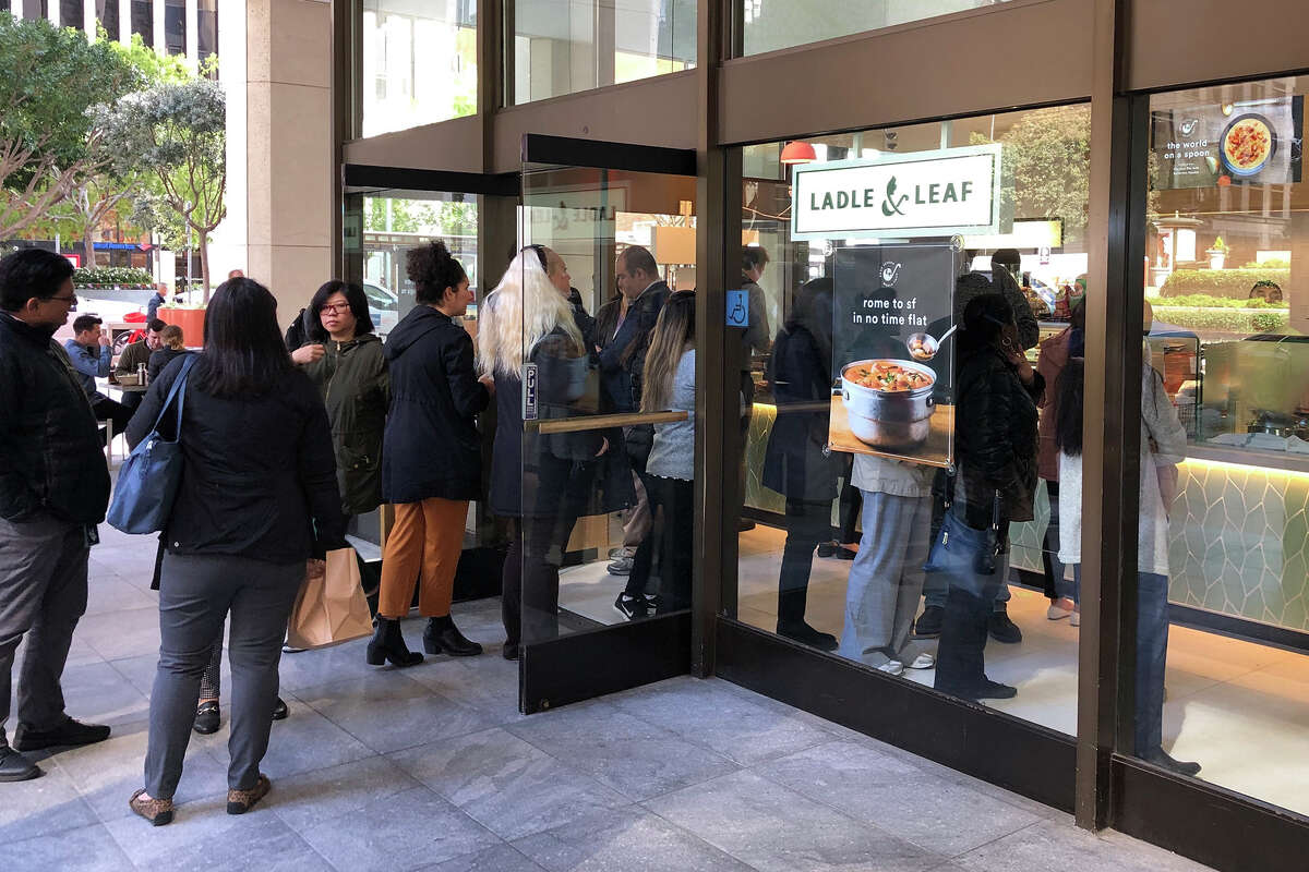 The Ladle & Leaf outpost at 1 California Street in San Francisco, seen just before the pandmic started in 2020. 