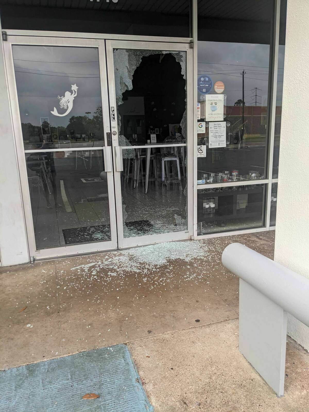 Owner Marin Slanina repaired her shattered glass door at Star Sailow as a result of a burglary Thursday night, only to have it damaged again early Sunday morning.