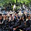 School of Nursing graduates celebrate during the Yale University commencement on Old Campus in New Haven Monday.