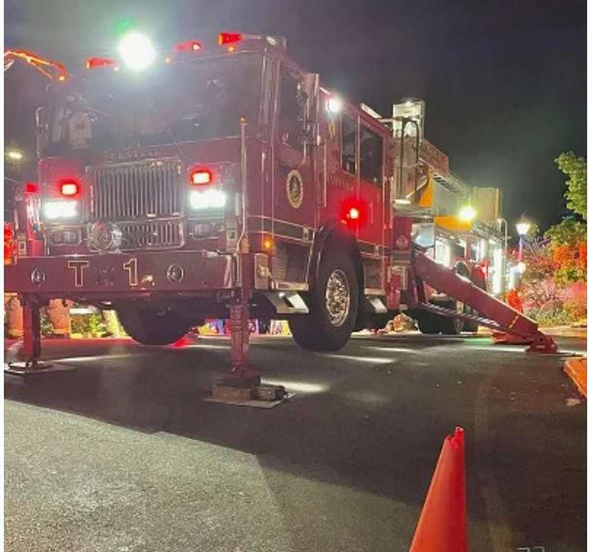 Firefighters in Stamford, Conn. put out a fire at a 12-story apartment building that started Monday, May 23, 2022. One firefighter was injured during the incident, a fire official said.