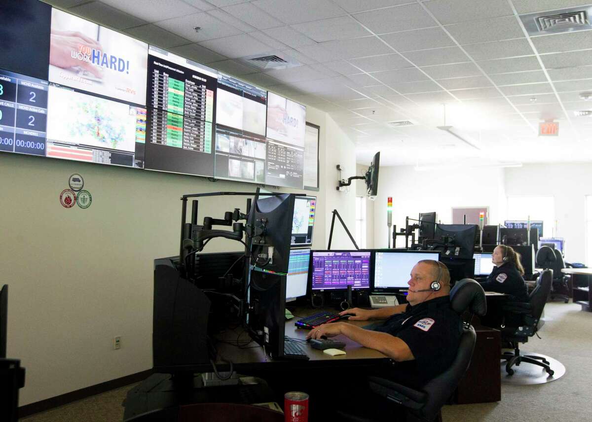 Alarm Medic Scott McCully works with medical emergency services through out Montgomery County at Montgomery County Hospital District’s call center in 2019. MCHD’s EMS division will now be helping patients remotely in circumstances where an ER visit may not be required.