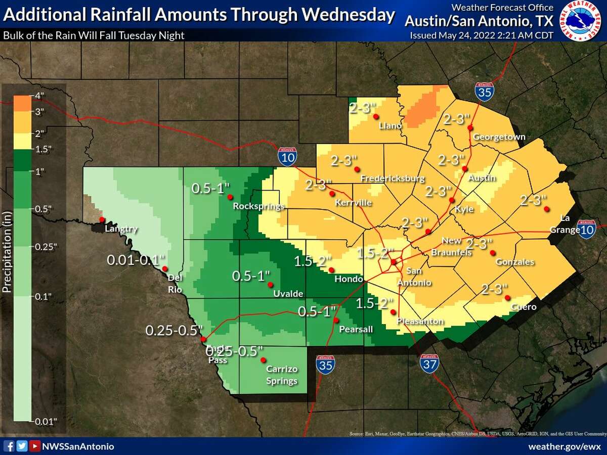 The National Weather Service has increased the possibility of severe storms for the San Antonio area. 