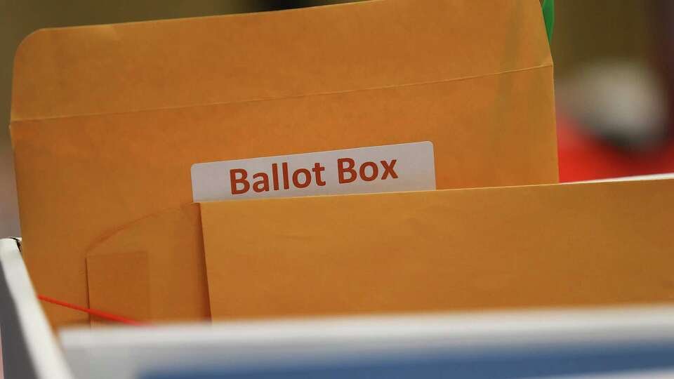 An envelope with zip ties for the ballot box at a voting site for the primary runoff election at La Quinta Inn near the Galleria in Houston on Tuesday, May 24, 2022.
