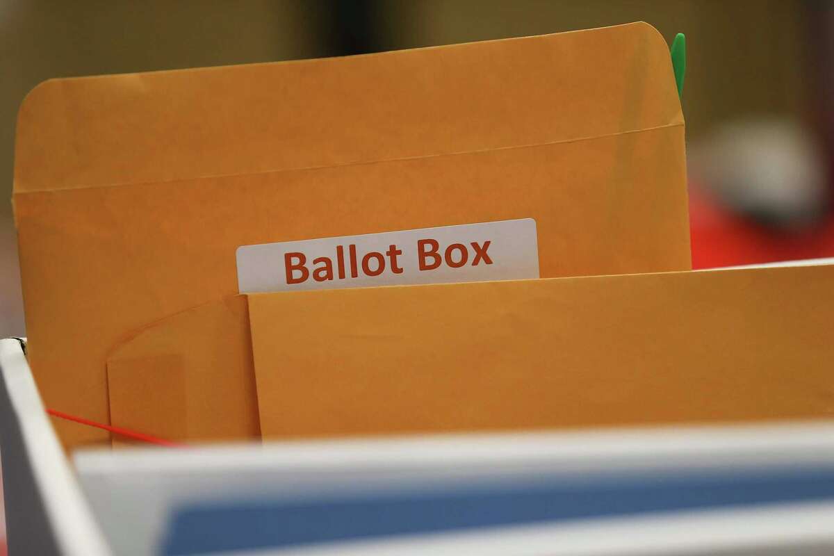 An envelope with zip ties for the ballot box at a voting site for the primary runoff election at La Quinta Inn near the Galleria in Houston on Tuesday, May 24, 2022.