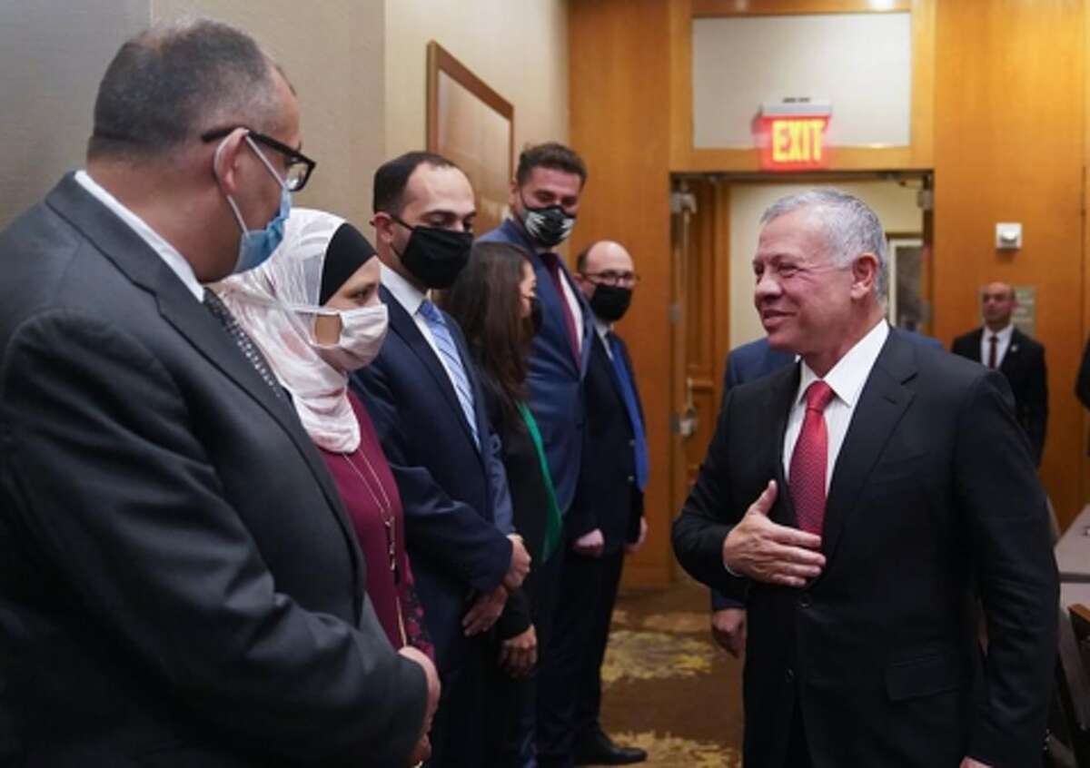EyesNY President Dr. Amjad Hammad (left) with Jordanian King Abdullah II (right). Dr. Hammad was selected to be part of a national health care advisory board for the Middle East. 