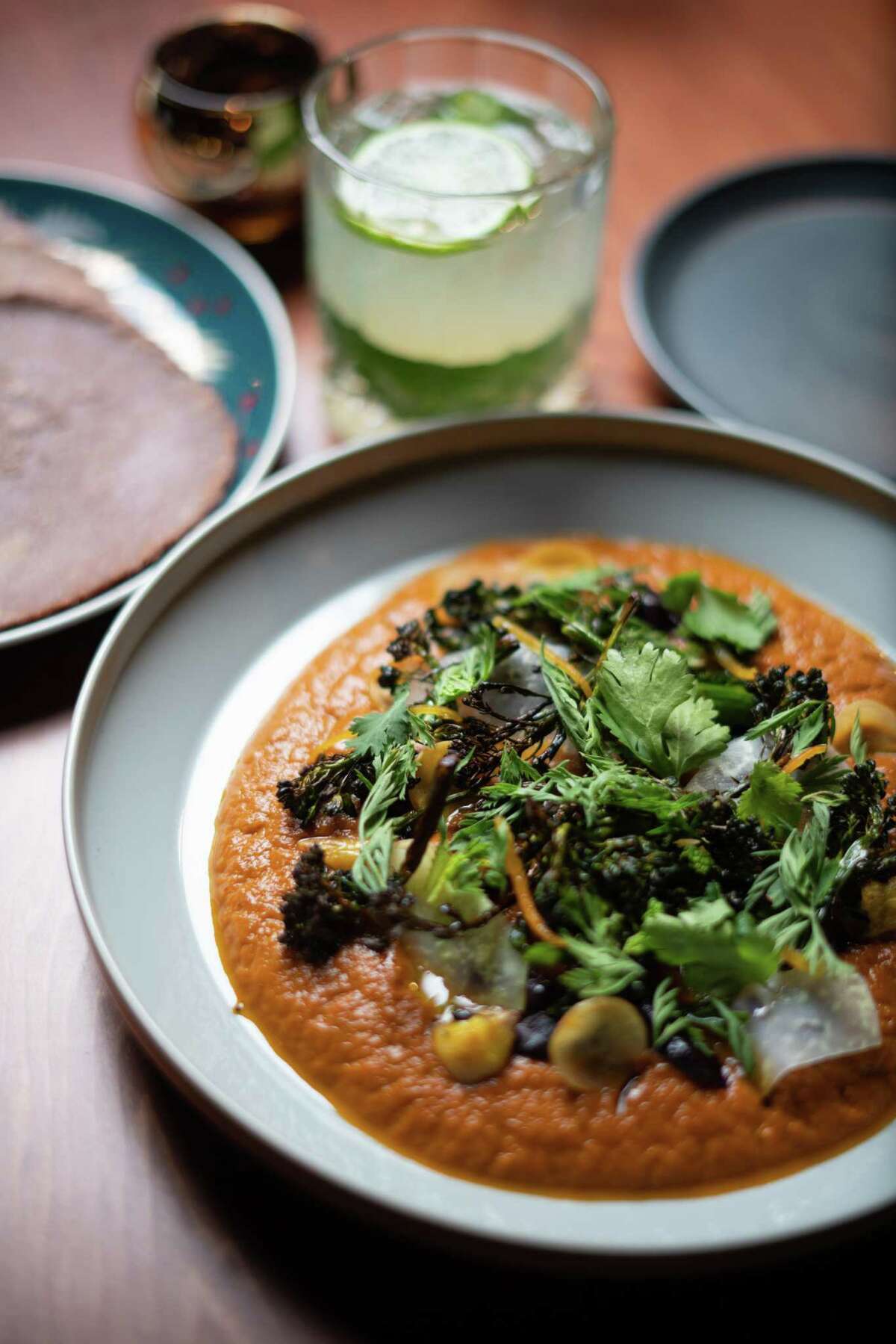 Mole anaranjado gets its vibrant color from heirloom carrots at Oculto in Castro Valley.