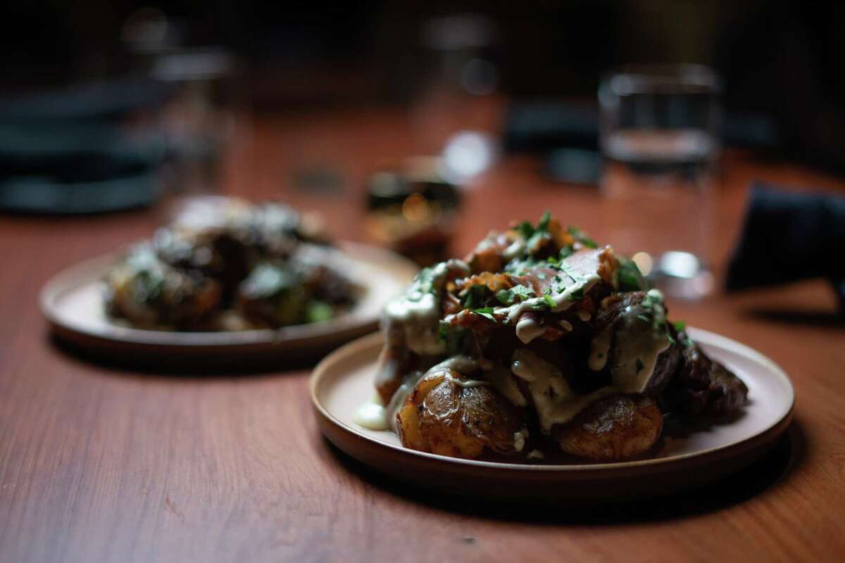 Papas bravas gets its kick from pasilla peppers at Oculto in Castro Valley.
