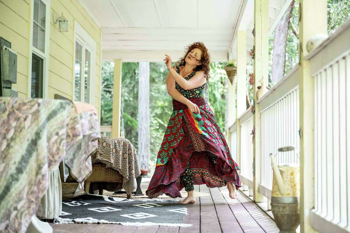 Starre Vartan regularly dances on her porch and in her garden at her home on Bainbridge Island in Washington state.