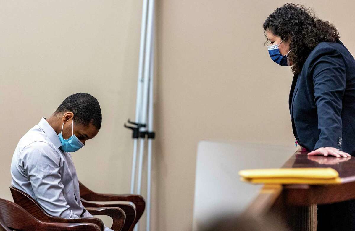 Known as the ‘Medical Center rapist’ for his previous conviction, Anton Harris, left, listens to his attorney, Monica E. Guerrero, on Tuesday. Harris pleaded guilty to aggravated sexual assault and his sentencing Wednesday will resolve four remaining sex assault charges against him.