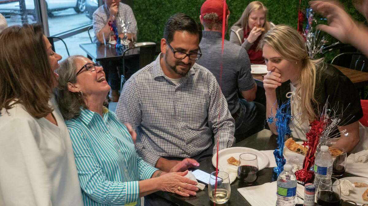 Dianne Anderson celebrates with friends and supporters winning the Precinct 4 County Commissioner seat 05/24/2022 during a watch party for election results at Tall City Brewing Company. Tim Fischer/Reporter-Telegram